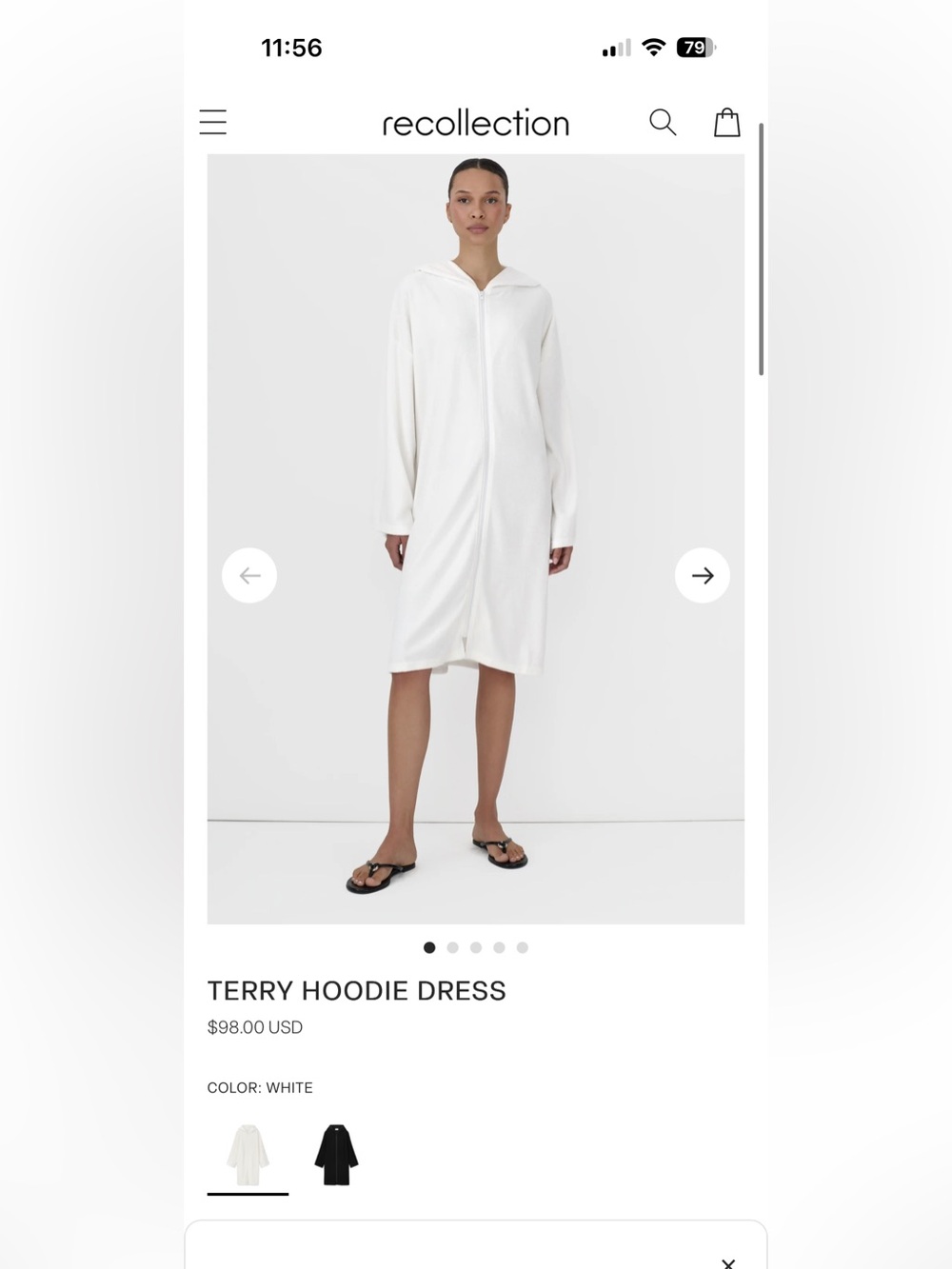 Recollection White Terry Hoodie Dress size small originally $98